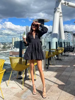 AJE Fallingwater Gathered Mini Dress Black Size 6 for rent on The Volte - image 5