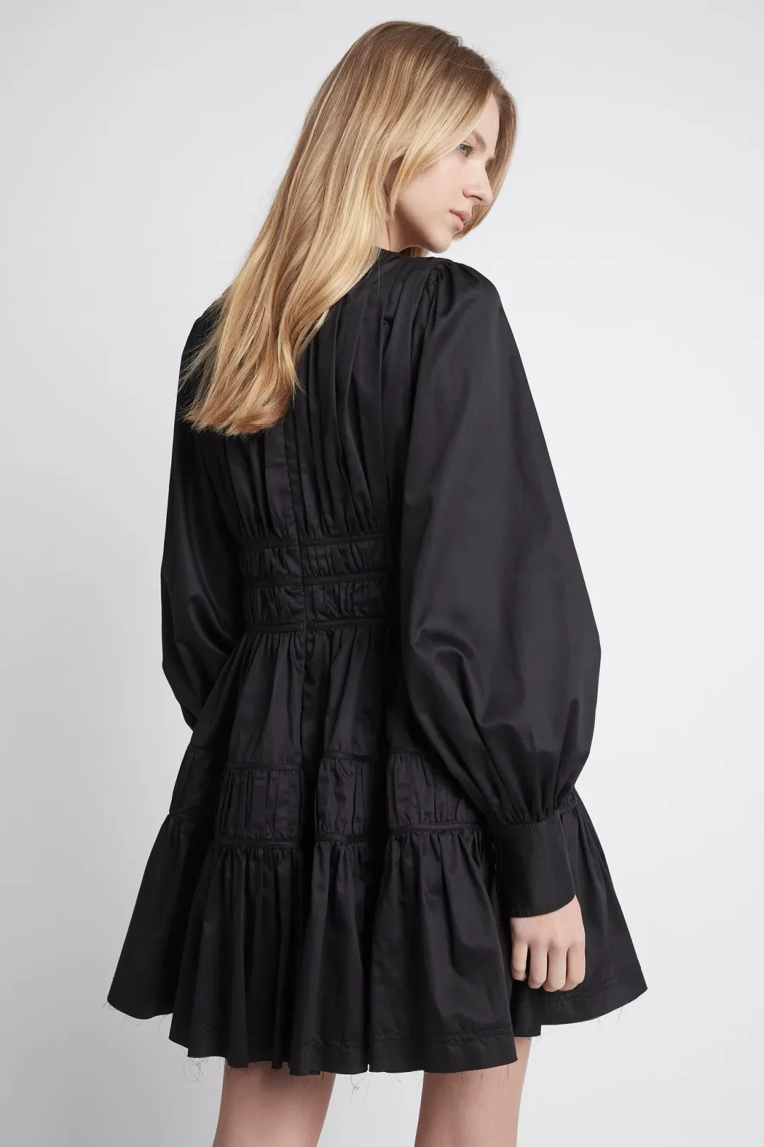 AJE Fallingwater Gathered Mini Dress Black Size 6 for rent on The Volte - main image