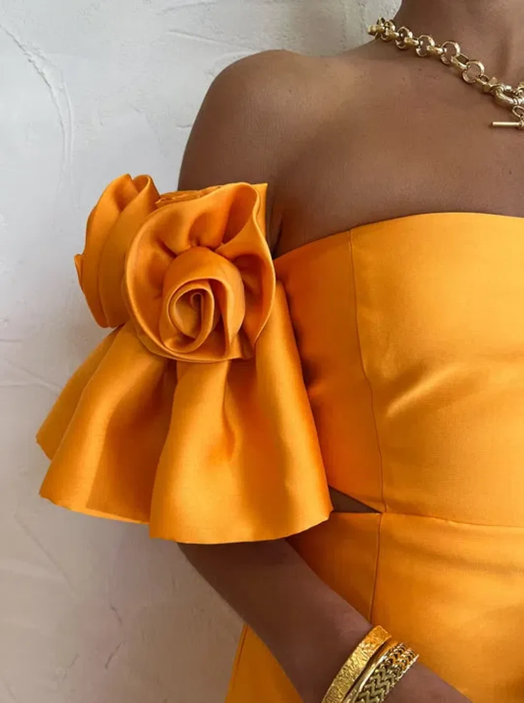 Alemais Macie Rosette Mini Dress in Tangerine Size S / AU 8 for rent on The Volte - main image