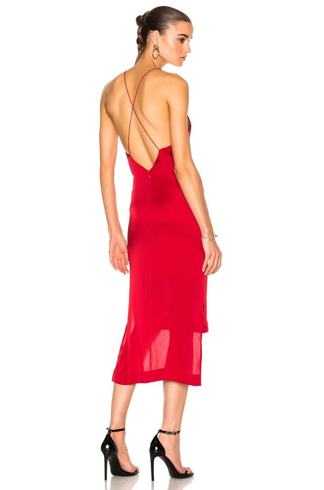 Dion Lee Fine Line Satin Dress Red 6 for rent on The Volte - main image