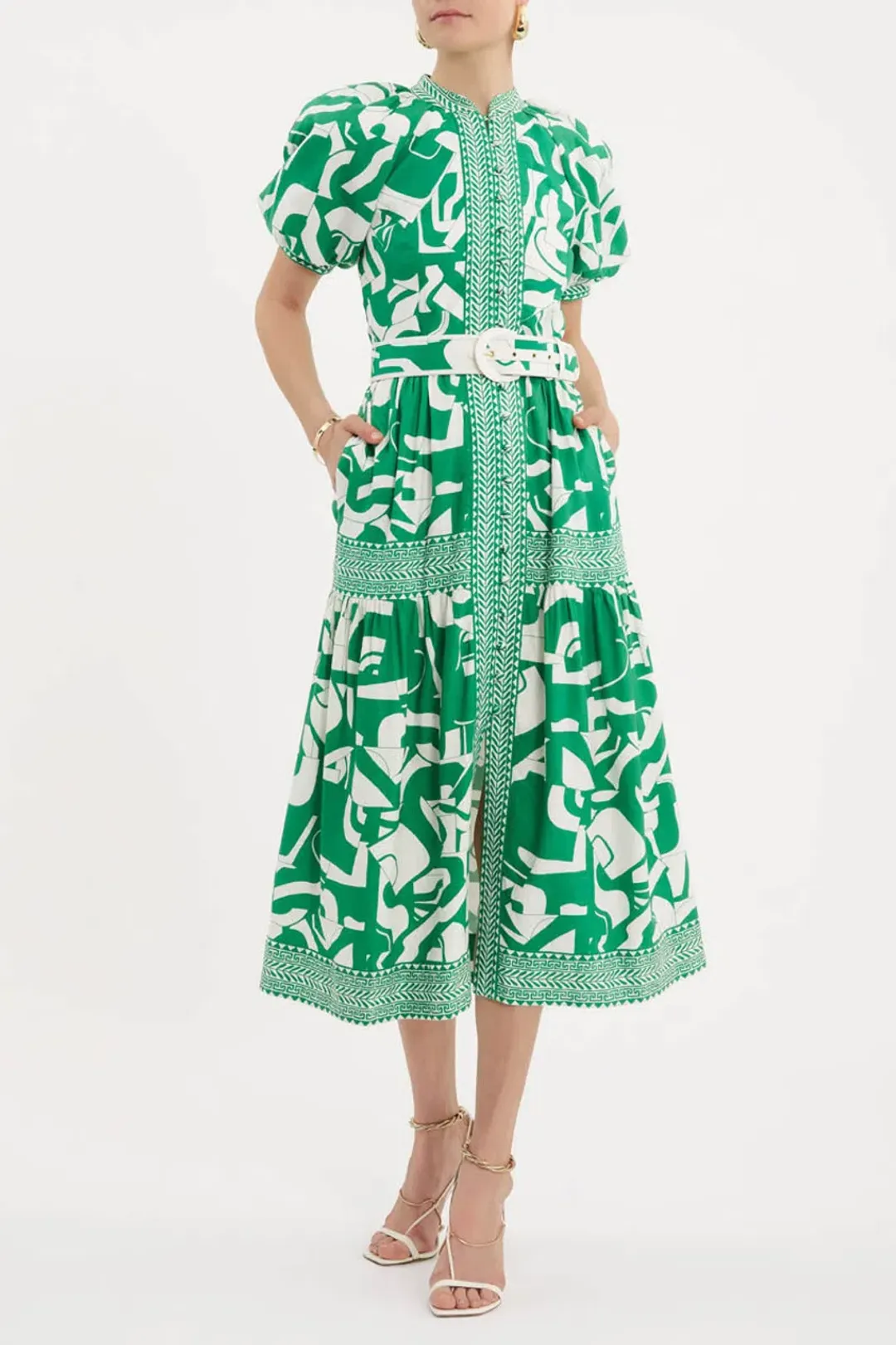 Rebecca Vallance Buttercup Midi Dress Green Print Size 8 for rent on The Volte - main image