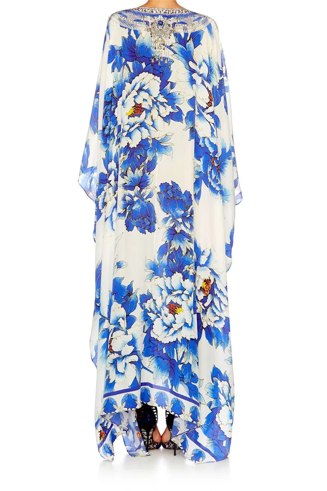 Camilla Ring Of Roses Split Front & Sleeve Kaftan Floral Print One Size  for rent on The Volte - main image