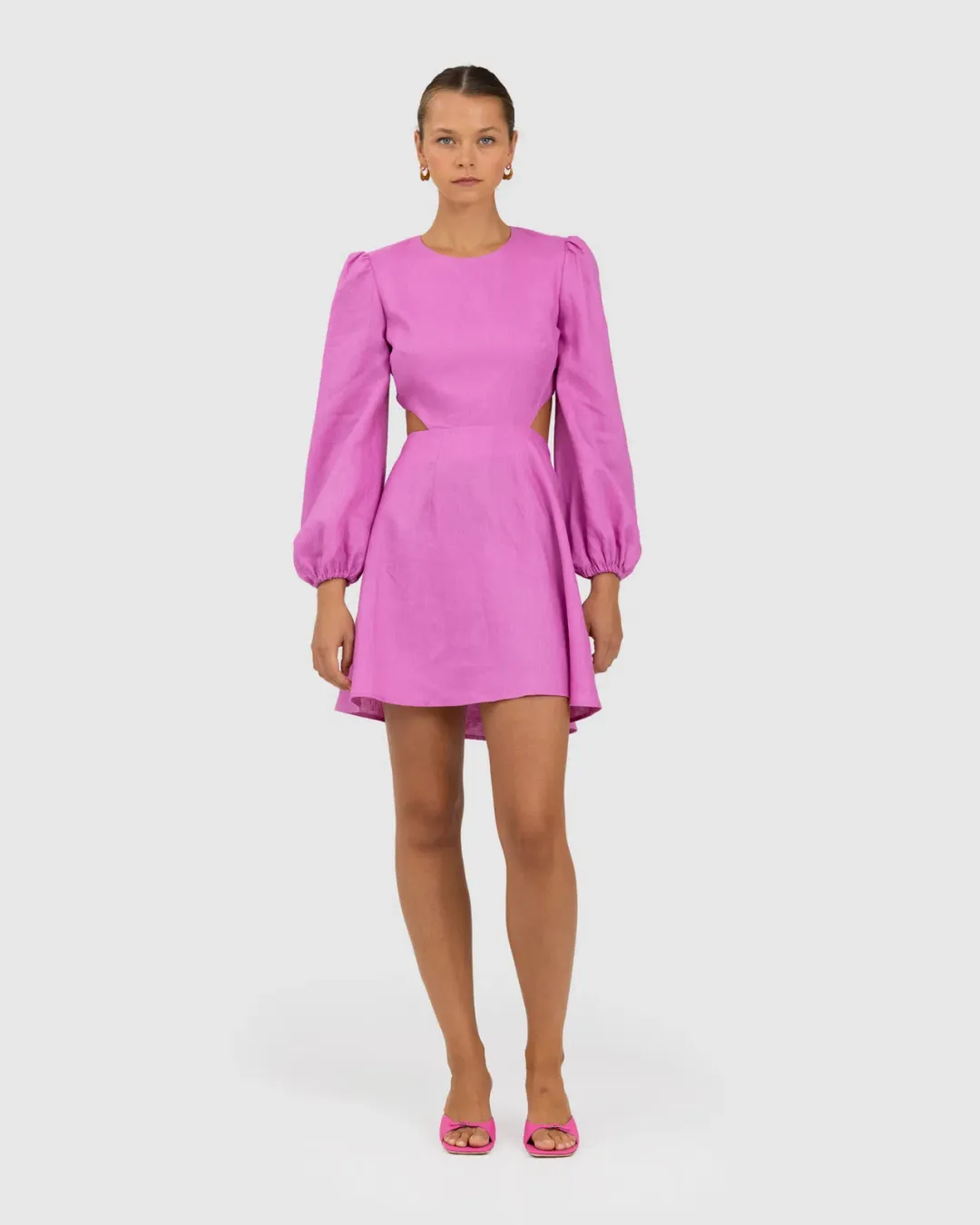 The Wolf Gang Safi Linen Cut Out Dress Pink Size XXS/Au 4 for rent on The Volte - main image