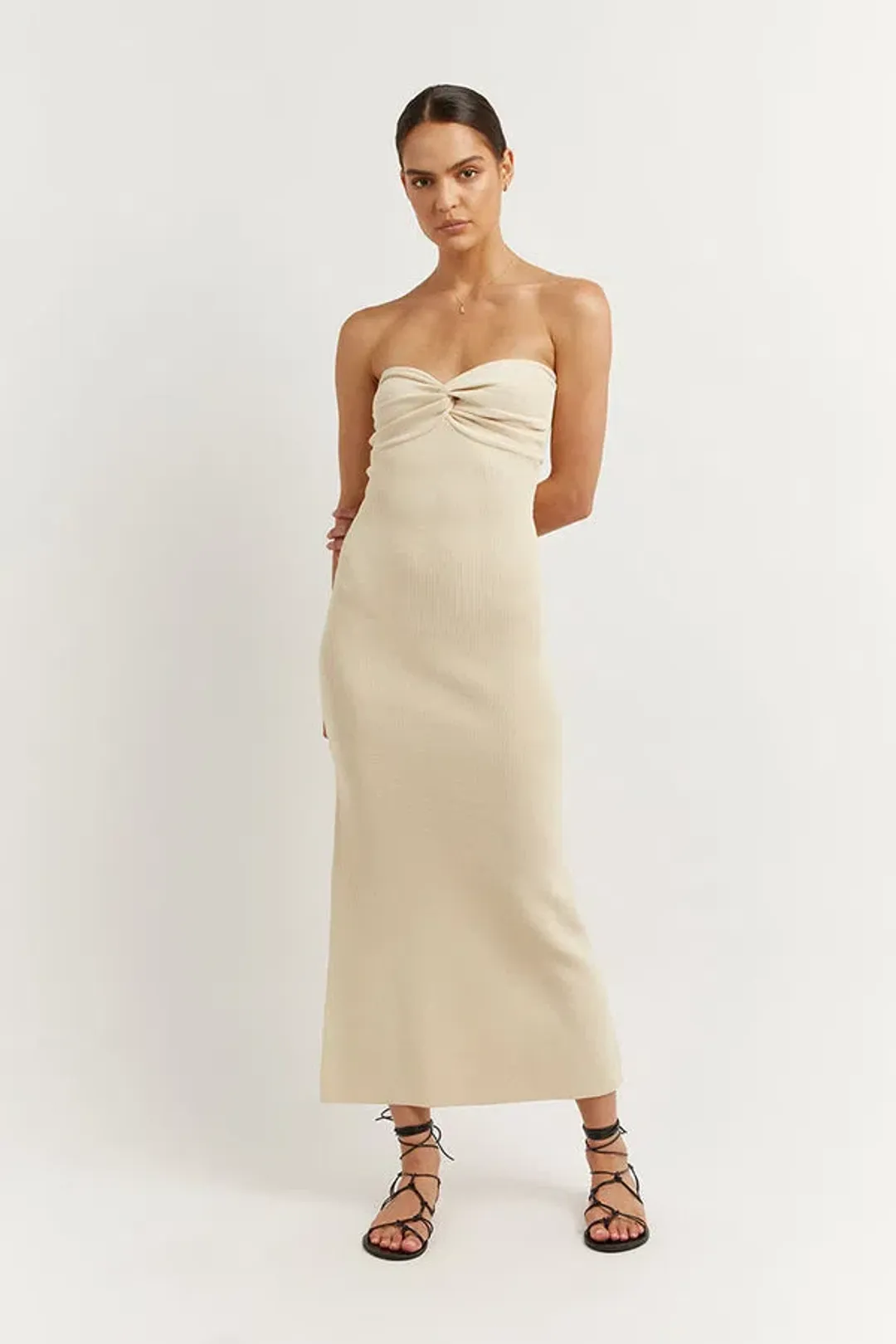 Dissh Anika Butter Knit Midi Dress Cream Size 6 for rent on The Volte - main image