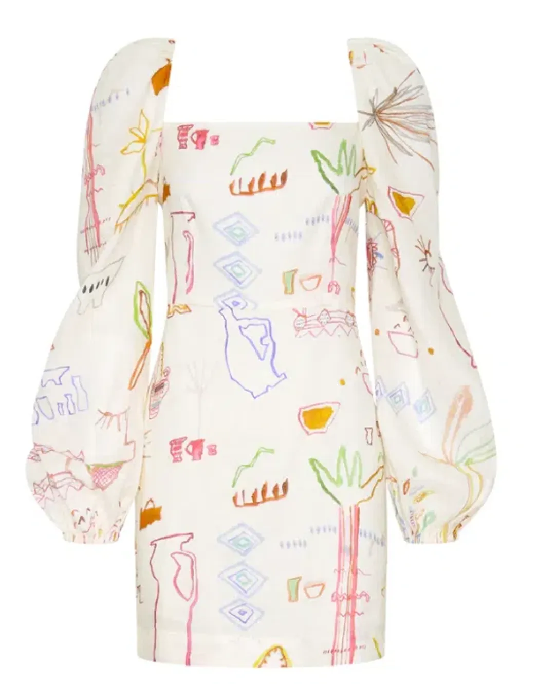 Kate Ford Willow Puff Mini Dress Print Size 10 for rent on The Volte - main image