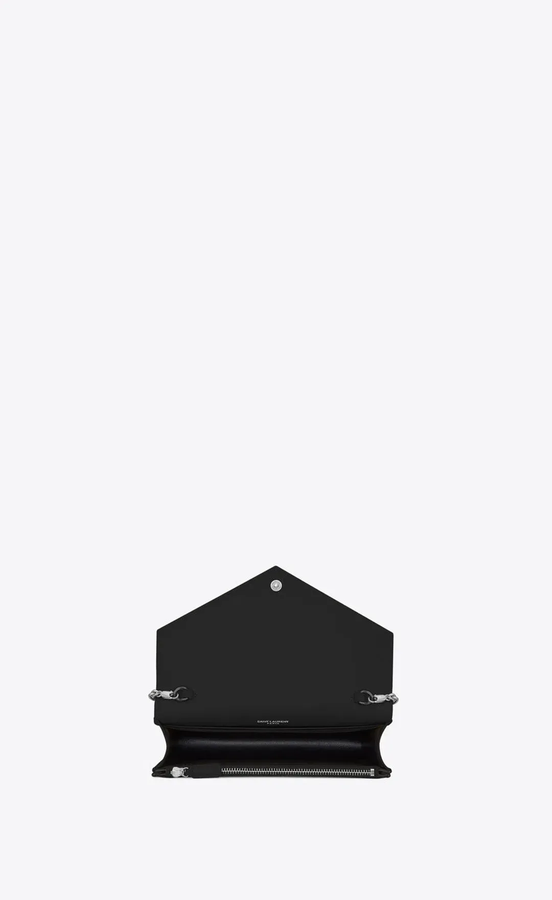 YSL Cassandre Matelassé Chain Wallet In Grain De Poudre Embossed Leather Small Black for rent on The Volte - main image
