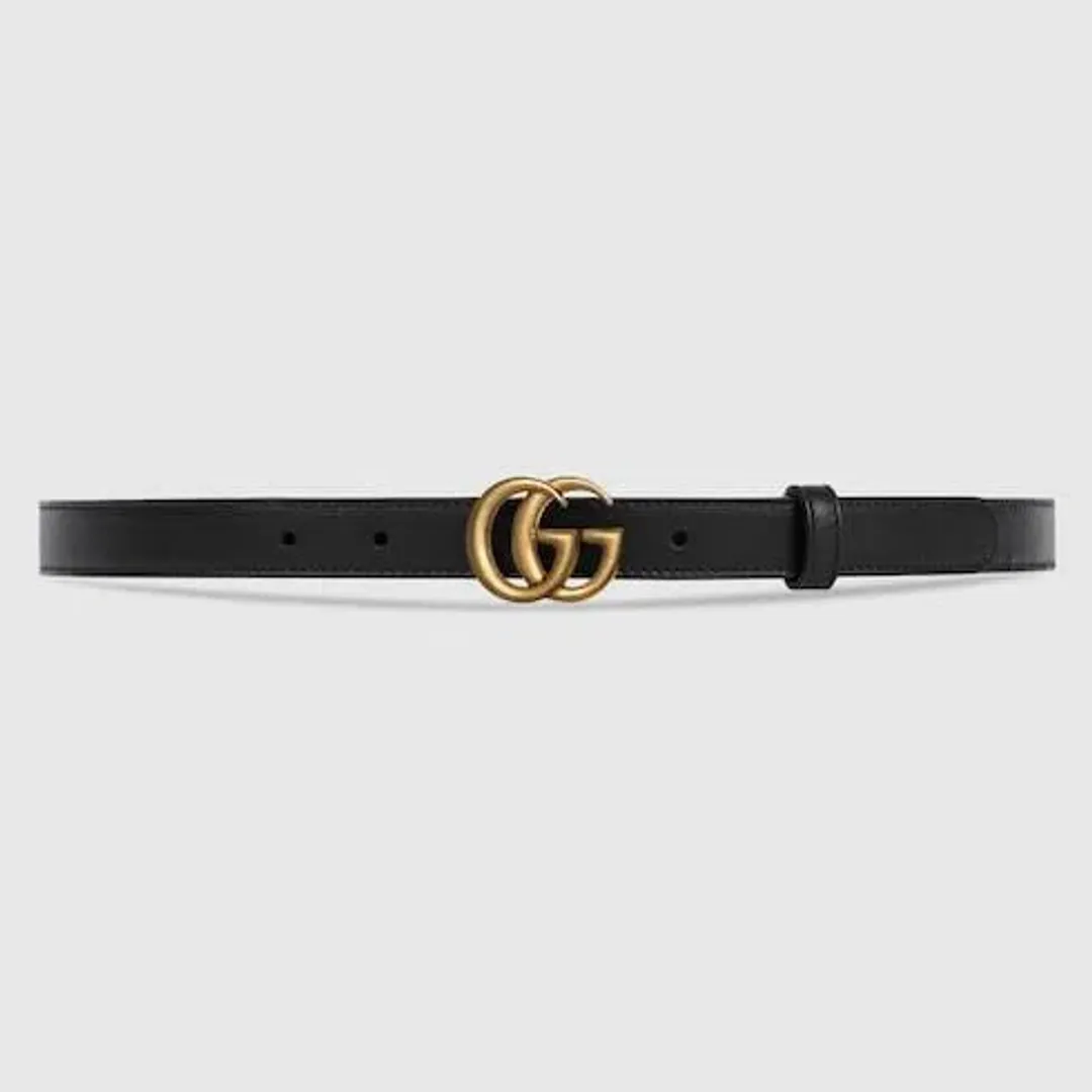 Gucci GG Small Leather Belt In Black  for rent on The Volte - main image