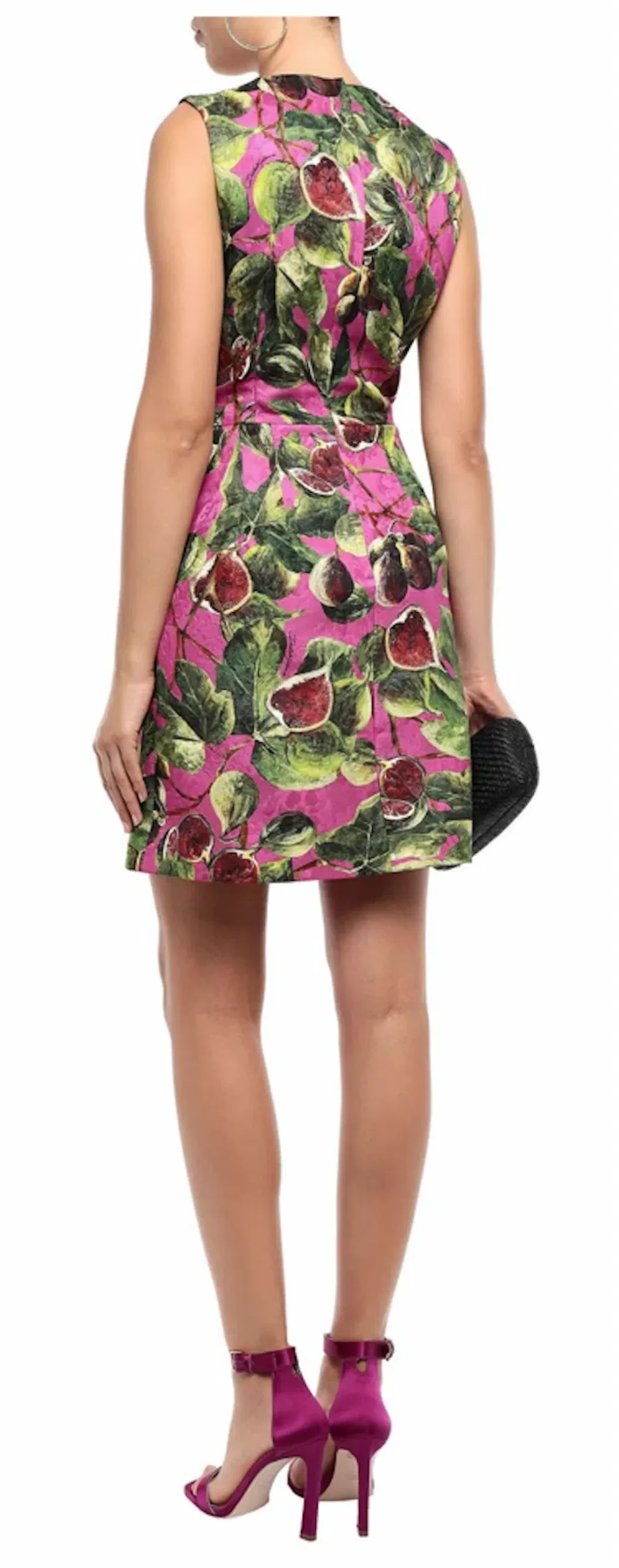 Dolce and Gabbana Sleeveless A-Line Brocade Mini Dress Fig Print Size M / AU 10 for rent on The Volte - main image
