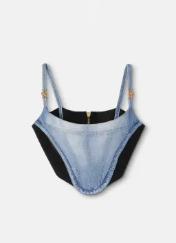 Versace Denim Corset Top Blue Size AU 6 for rent on The Volte - image 4