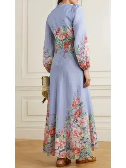 Zimmermann The Bellitude Floral Long Dress in Cornflower Floral Size 3 / AU 14 for rent on The Volte - image 2