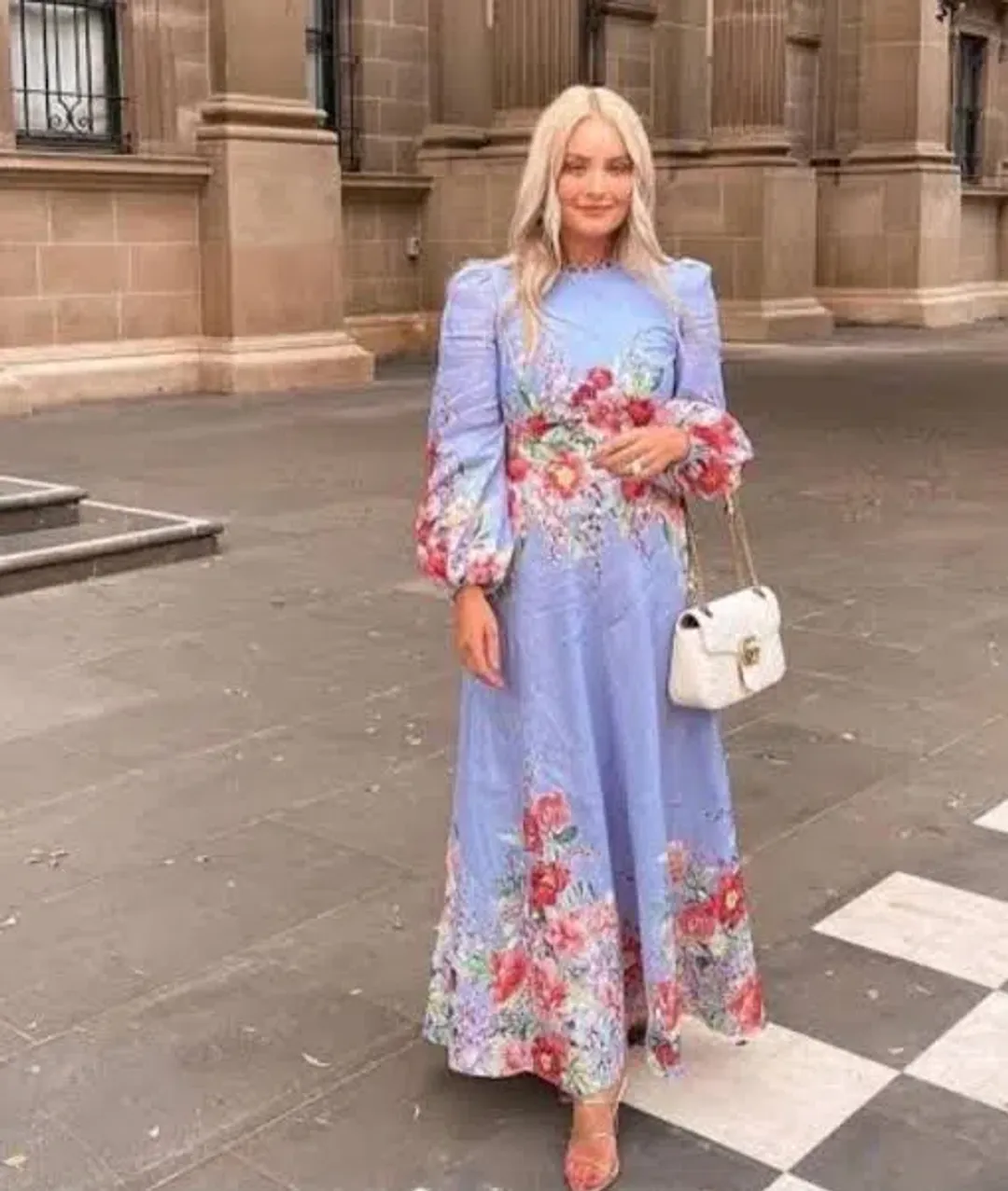 Zimmermann The Bellitude Floral Long Dress in Cornflower Floral Size 3 / AU 14 for rent on The Volte - main image