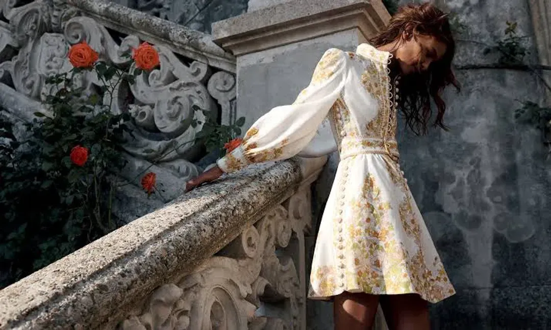 Zimmermann Super Eight Tubular Mini Dress Pink Meadow Size 2/Au 12  for rent on The Volte - main image