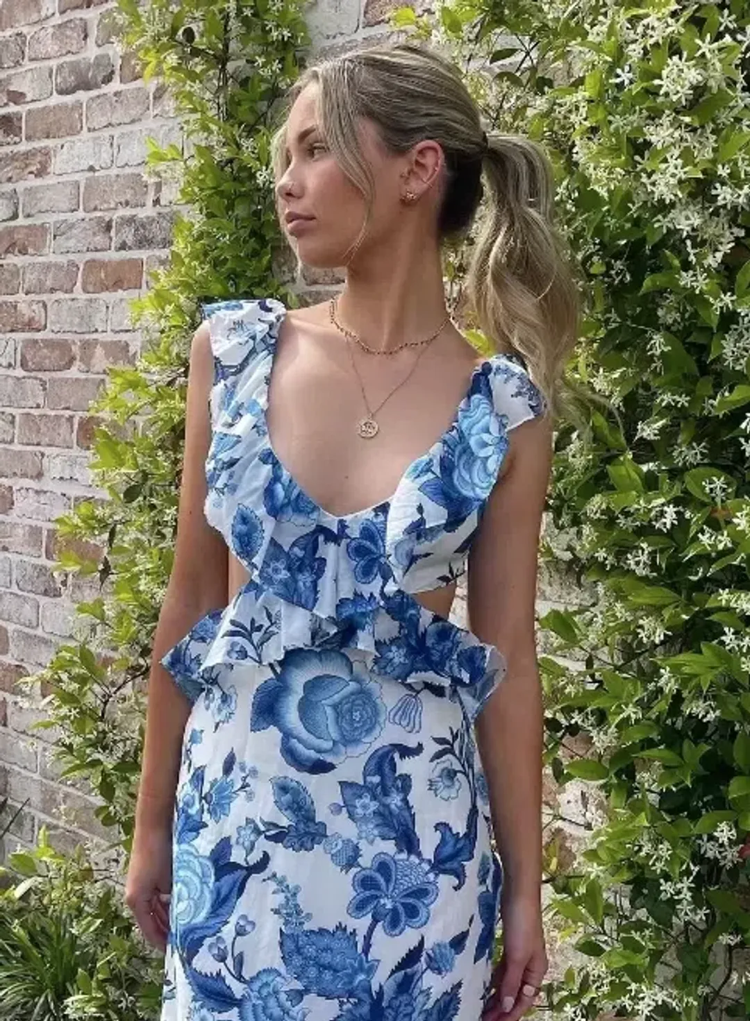Sir the Label Amaris Frill Midi Dress Print Size 6 for rent on The Volte - main image