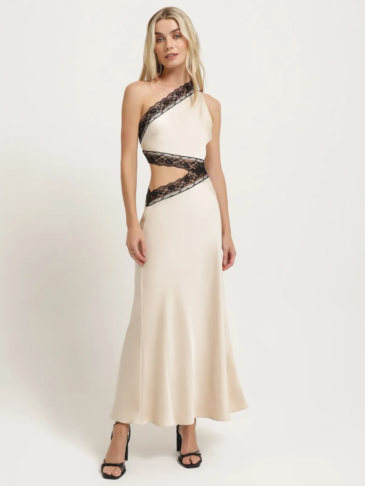 MISHA Hattie Satin Midi Dress Pink Champagne Size 6/XS for rent on The Volte - main image