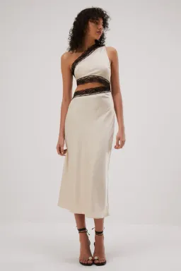 MISHA Hattie Satin Midi Dress Pink Champagne Size 6/XS for rent on The Volte - image 3