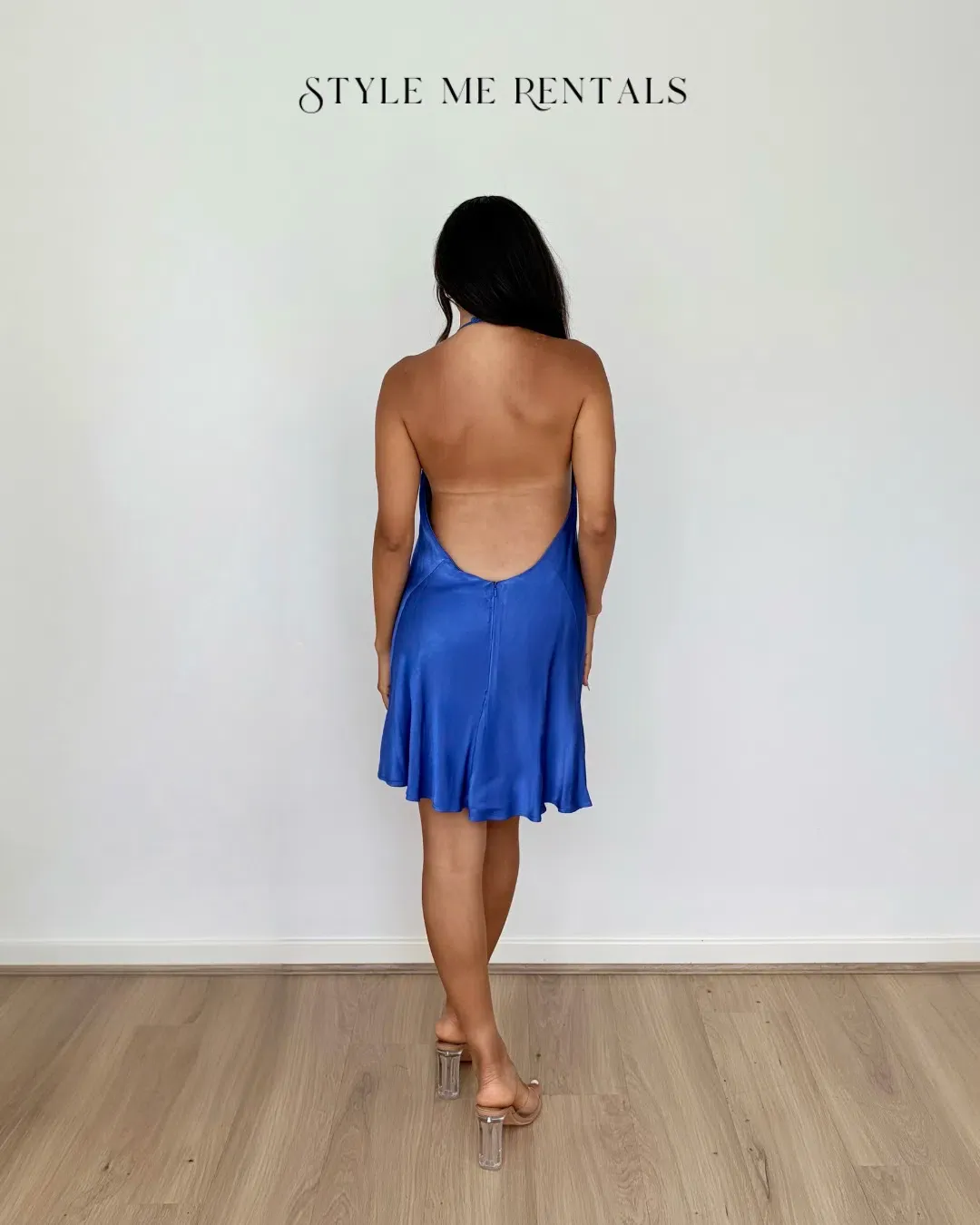 Shona Joy Oliviera Low Back Halter Neck Mini Dress Strong Blue Size 10 for rent on The Volte - main image