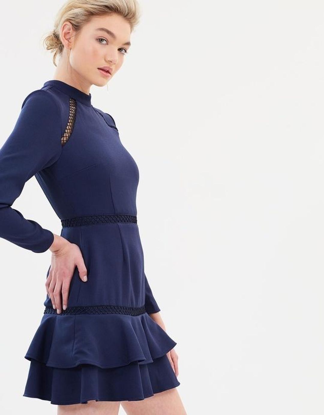 Keepsake the Label Wild Things Long Sleeve Dress Navy for rent on The Volte - main image