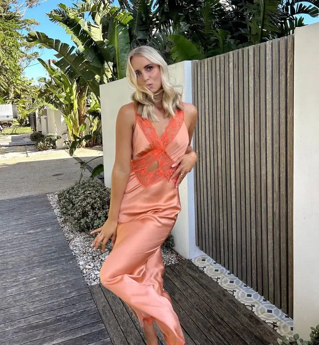 Sir the Label Aries Cut Out Gown Peach Size 0 / AU 6 for rent on The Volte - main image