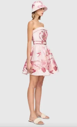 Leo Lin Amour Bustier Mini Dress in Pink Floral Size AU10 for rent on The Volte - image 2