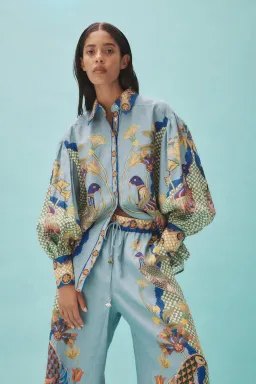 Alemais Gilly Shirt and Pant Set Misty Blue Size 12 for rent on The Volte - image 2