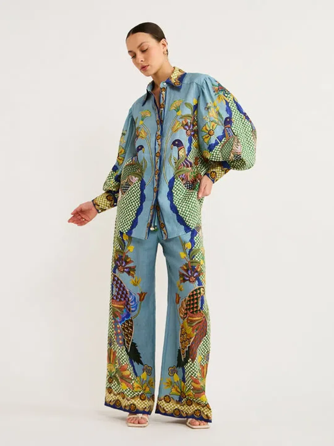 Alemais Gilly Shirt and Pant Set Misty Blue Size 12 for rent on The Volte - main image