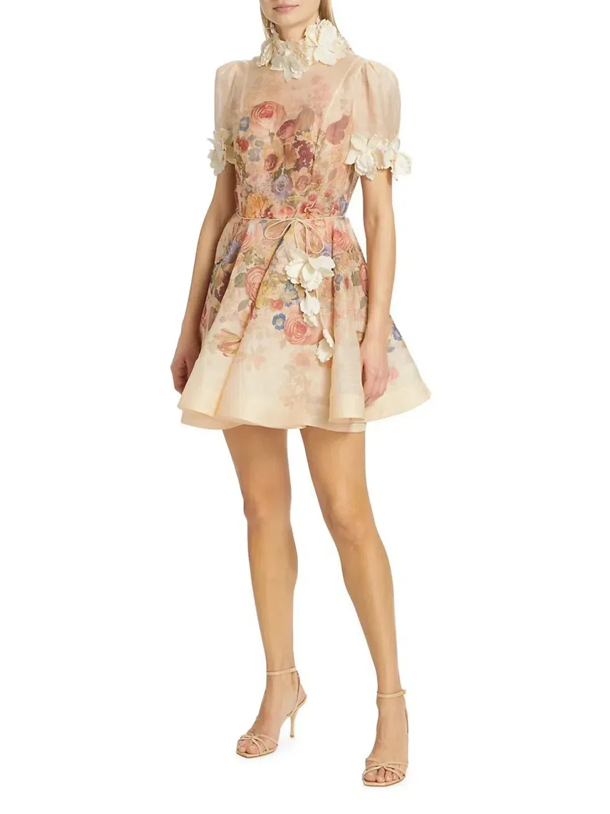 Zimmermann Luminosity Liftoff Flower Mini Dress Morisot Cream Size 0 / AU 8 for rent on The Volte - main image