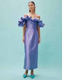 Alemais Suzi Off Shoulder Midi Dress Violet Size 8 for rent on The Volte - image 1
