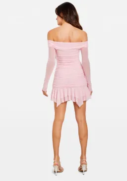 Chosen By Tuchuzy Off Shoulder Mesh Rose Mini Bubblegum in Size M / 10 AU for rent on The Volte - image 5