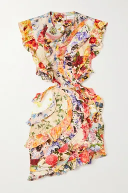 Zimmermann Patchwork Paisley Wonderland Frill Mini Dress Multi Floral Size 1/Au 10  for rent on The Volte - image 5