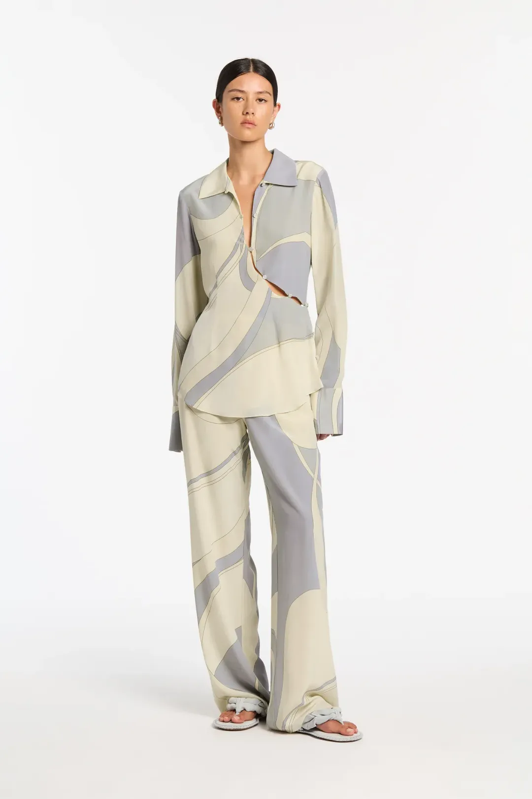 Sir The Label Adrianna Buttoned Shirt and Pant Set Cesco Print Size 2 / 10 AU for rent on The Volte - main image