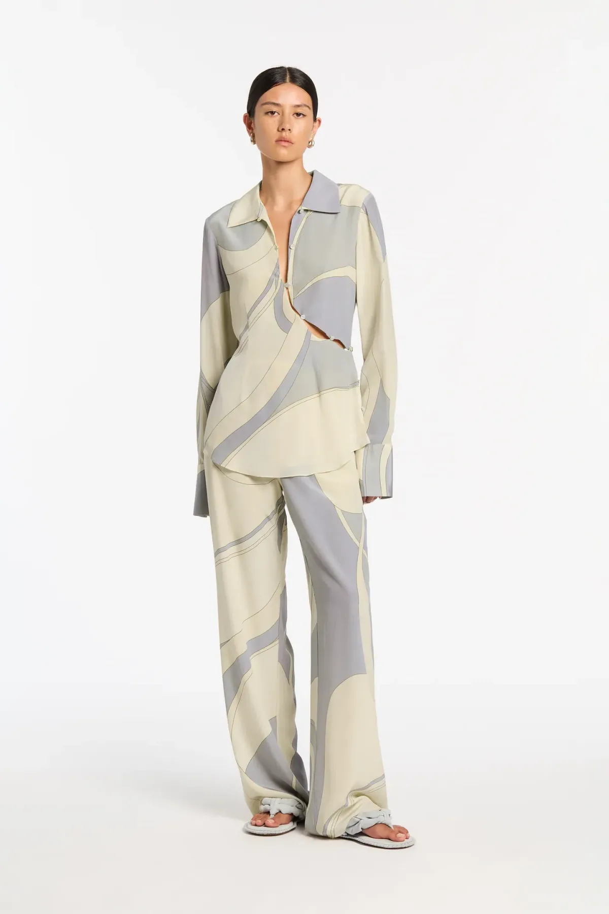 Sir The Label Adrianna Buttoned Shirt and Pant Set Cesco Print Size 2 / 10 AU for rent on The Volte - main image