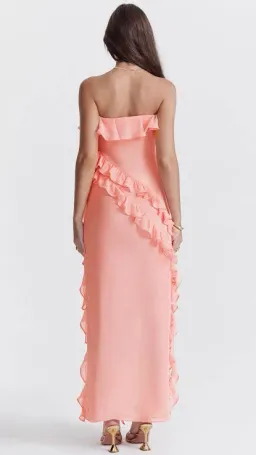 House of CB Sarina Ruffle Maxi Dress Pink Size S for rent on The Volte - image 5