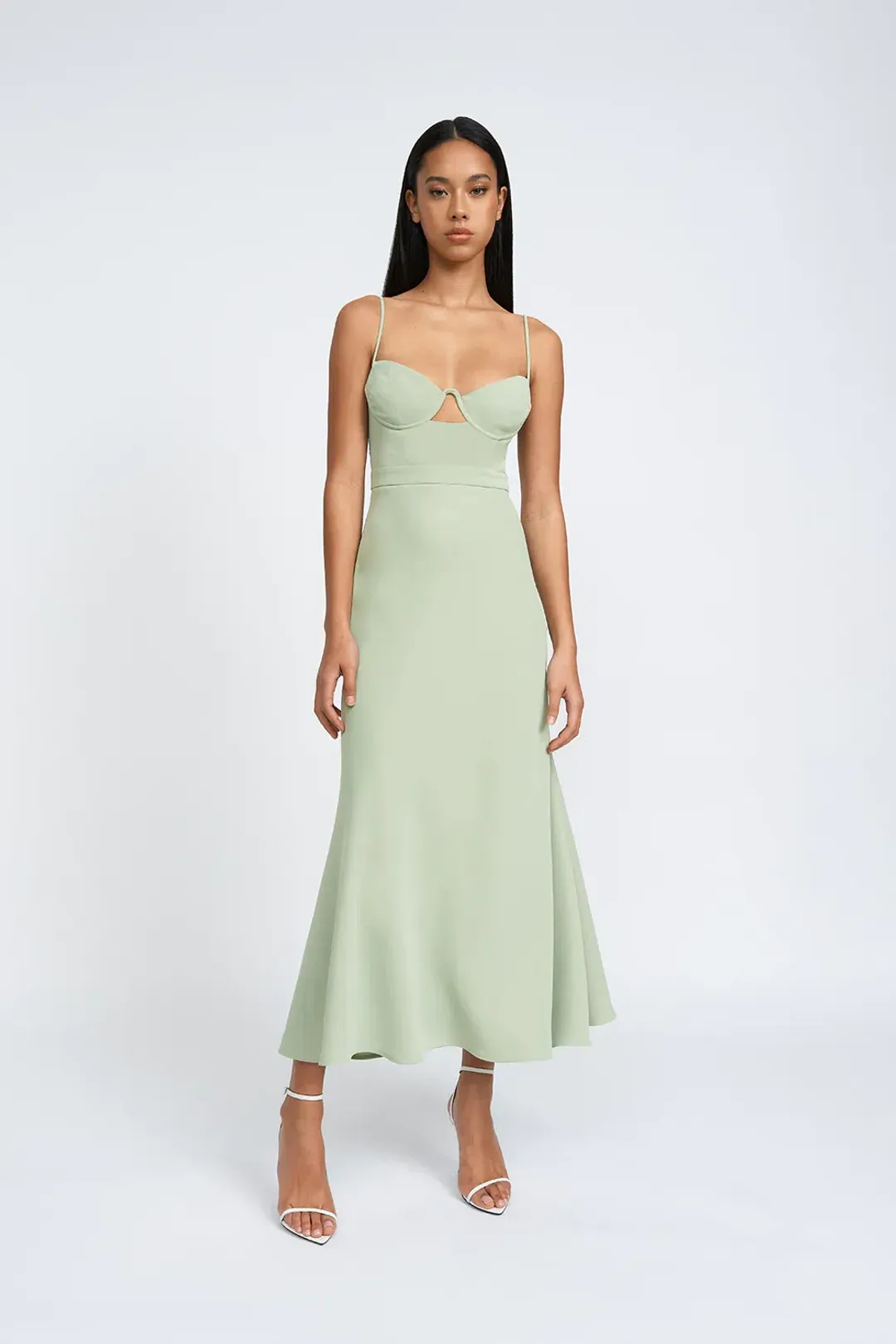 By Johnny Callia Wire Midi Dress Green Size 10 for rent on The Volte - main image
