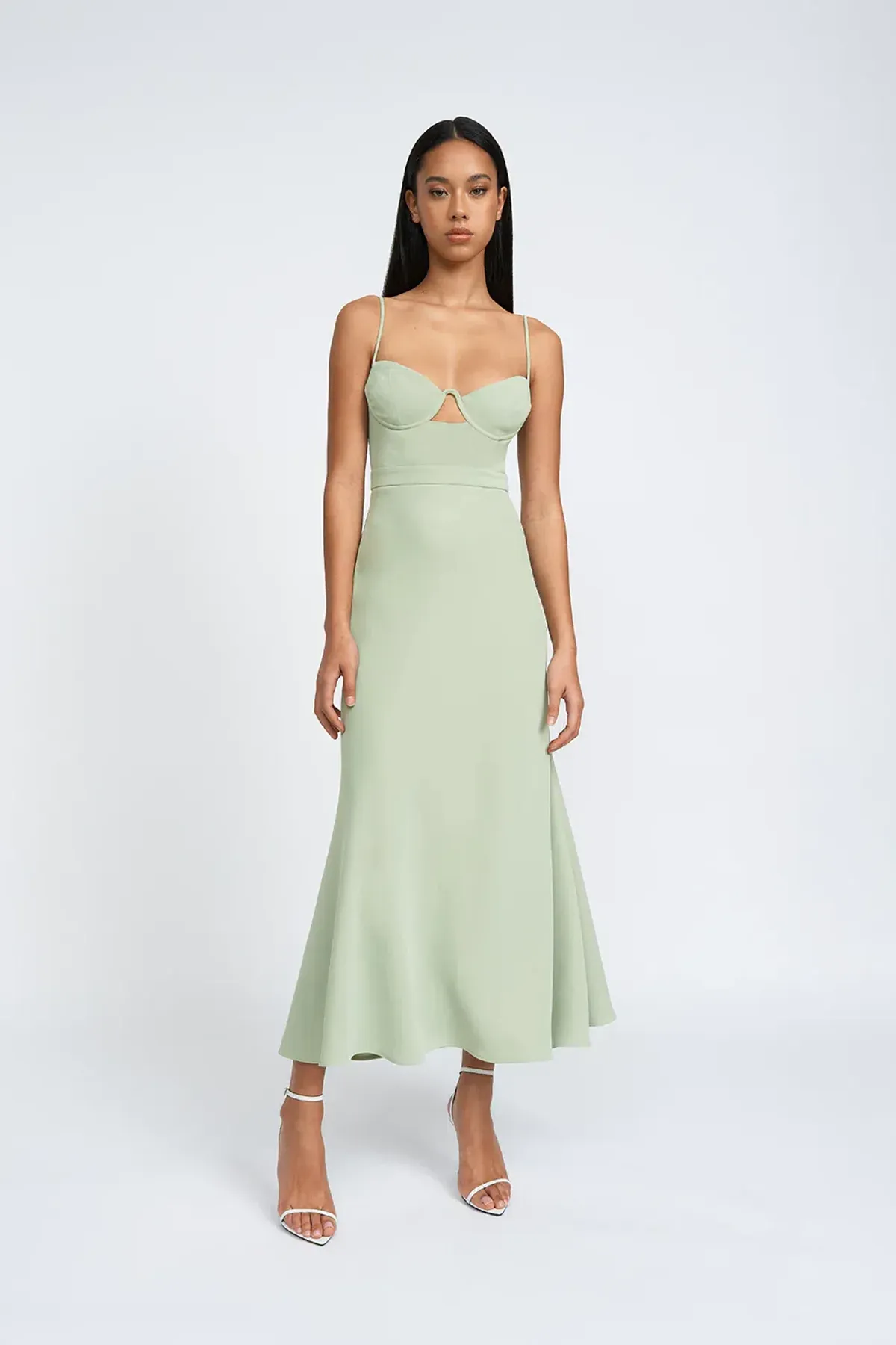 By Johnny Callia Wire Midi Dress Green Size 10 for rent on The Volte - main image