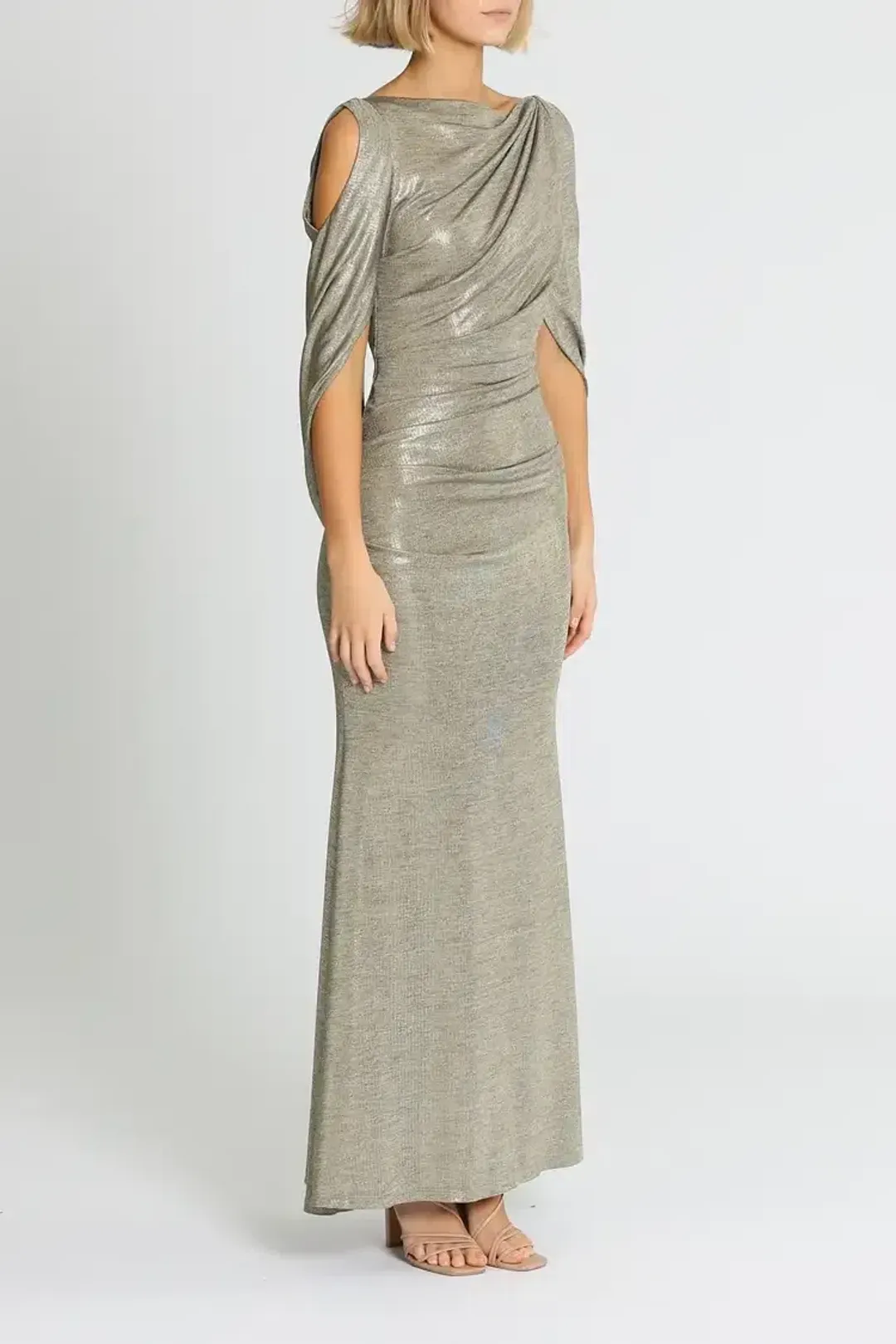 Montique Lana Metallic Gown Gold Size 8 for rent on The Volte - main image