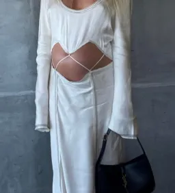 Bec & Bridge Naomi Long Sleeve Cut Out Dress in Ecru Size 8 for rent on The Volte - image 7