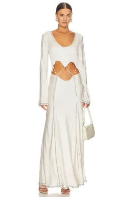 Bec & Bridge Naomi Long Sleeve Cut Out Dress in Ecru Size 8 for rent on The Volte - image 11