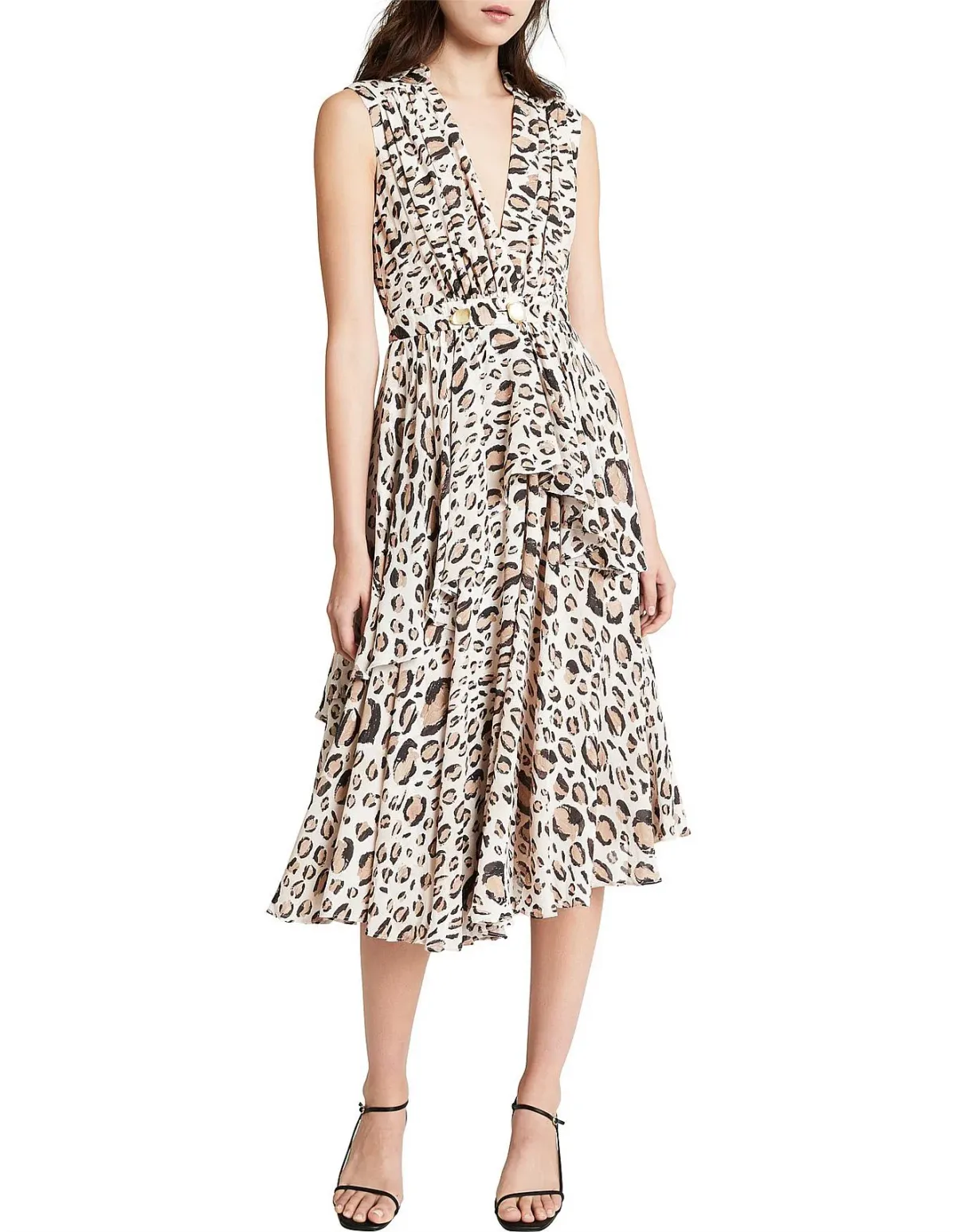Aje Eliza Midi Dress Leopard Print Size 8 for rent on The Volte - main image