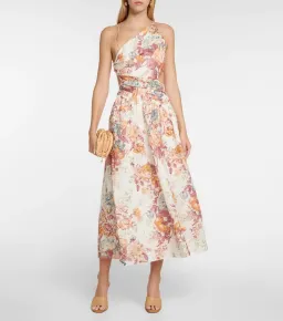 Zimmermann The Pattie Asymmetric Dress in Cream Floral Size 0 / AU 8  for rent on The Volte - image 1