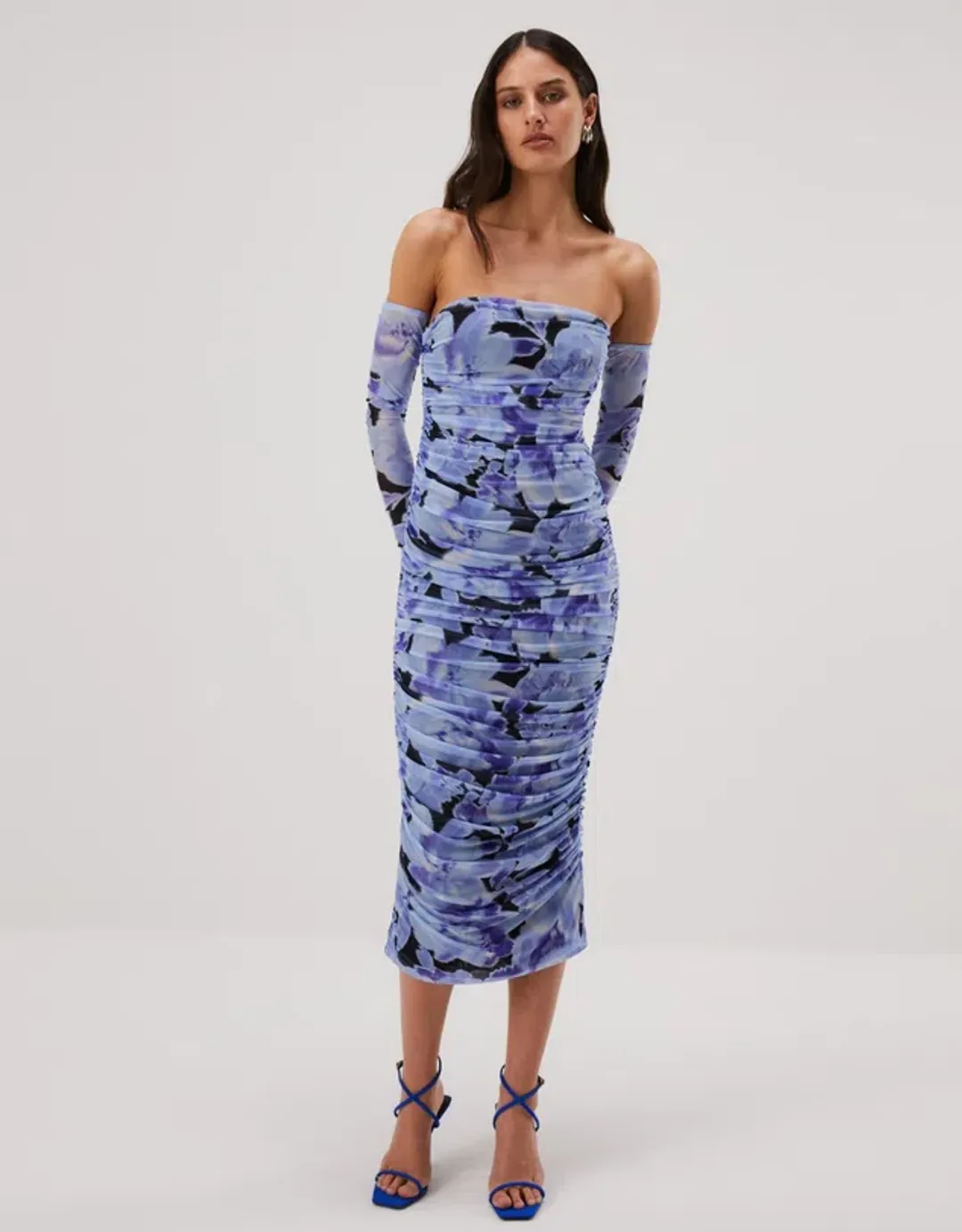 Misha Cosimo Mesh Midi Dress with Gloves Floral Size 8/S for rent on The Volte - main image