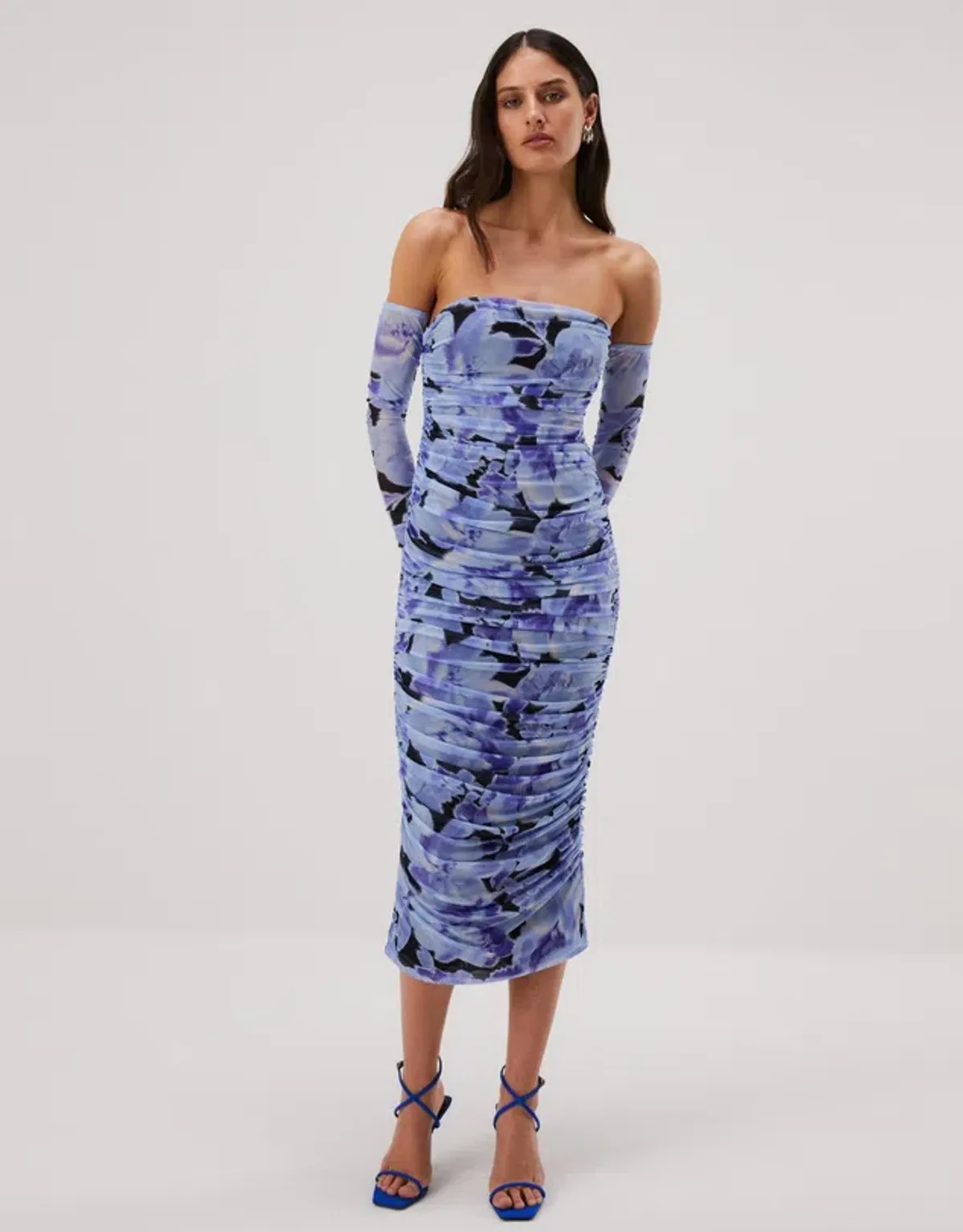 Misha Cosimo Mesh Midi Dress with Gloves Floral Size 8/S for rent on The Volte - main image