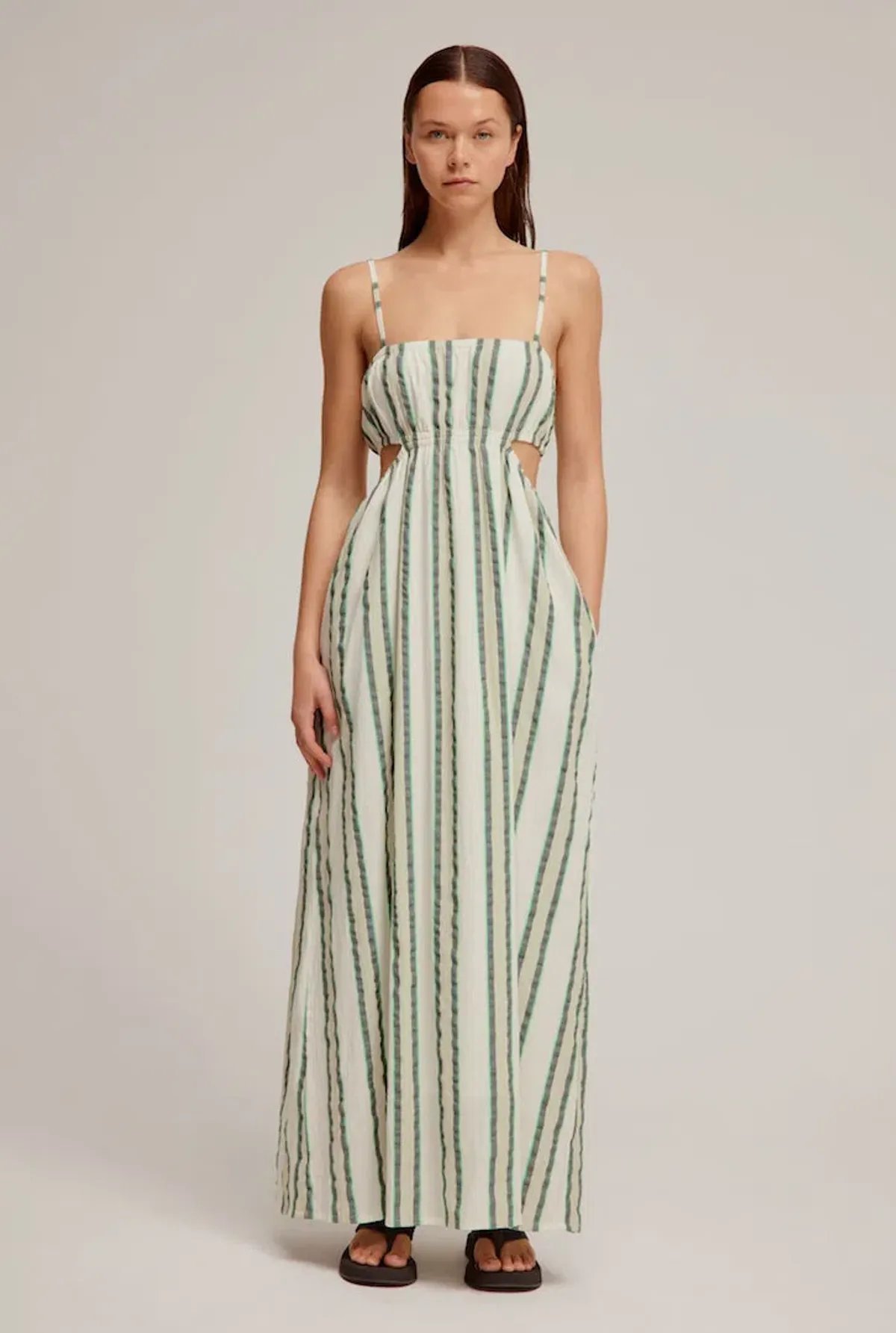 Venroy Cut Out Maxi Dress Stripe Size 8 for rent on The Volte - main image