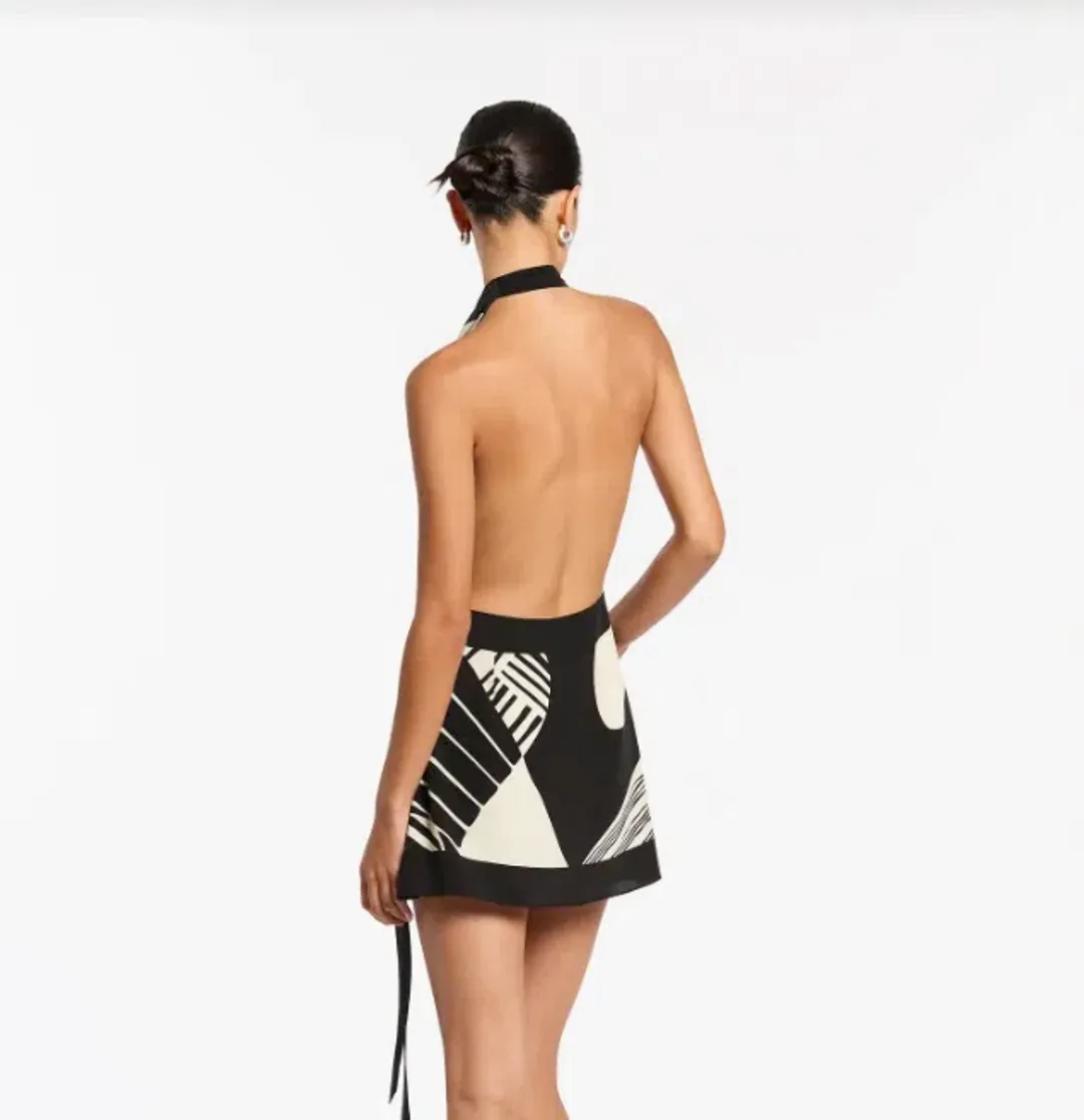 Sir the Label Realisme Wrap Halter Mini Dress Print Size 1 / AU 8 for rent on The Volte - main image
