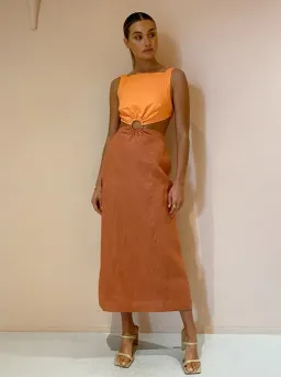 Hansen and Gretel Verona Midi Dress Tangelo Jaffa Size 6 for rent on The Volte - image 1