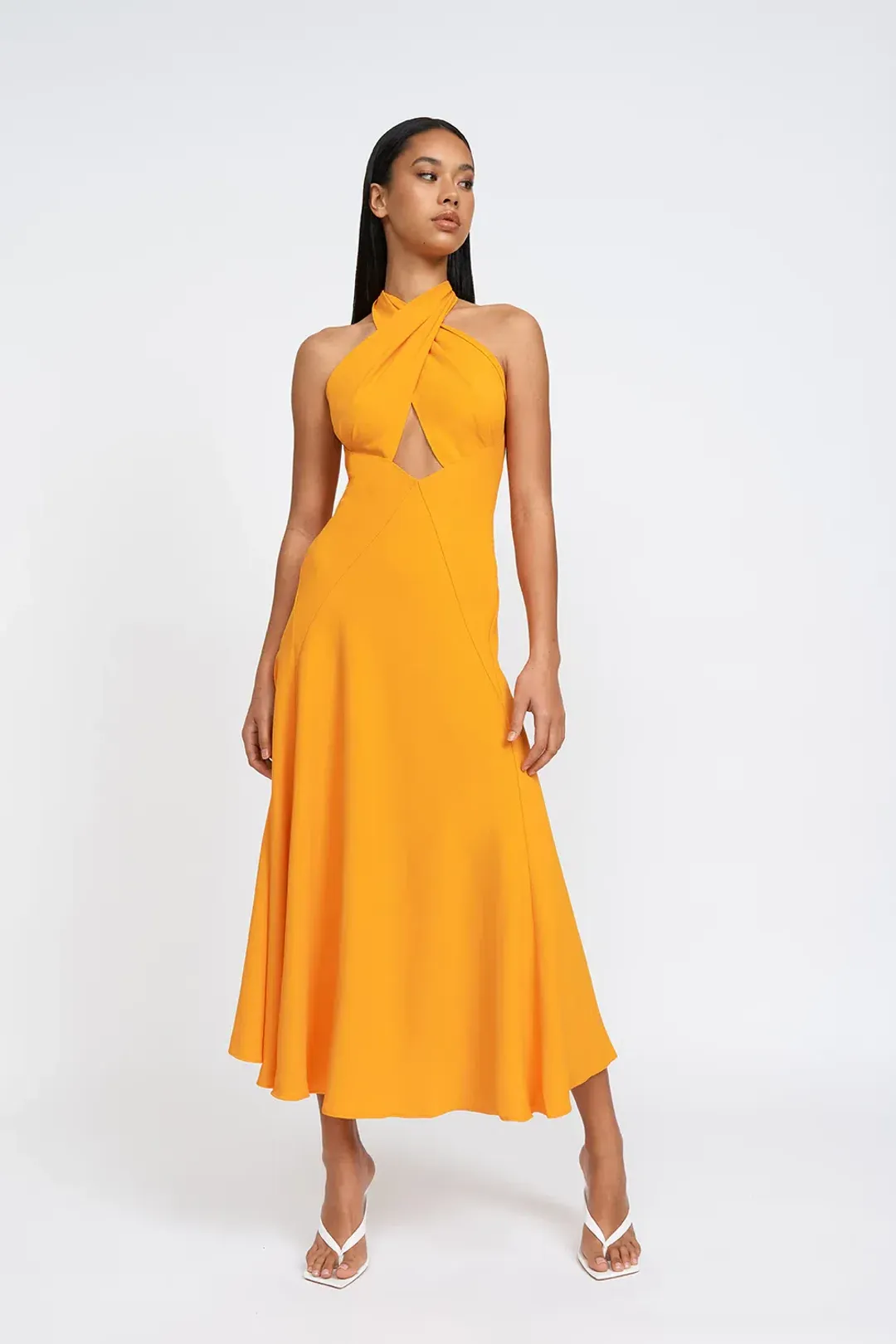 By Johnny Zina Midi Dress Orange Size 6 for rent on The Volte - main image