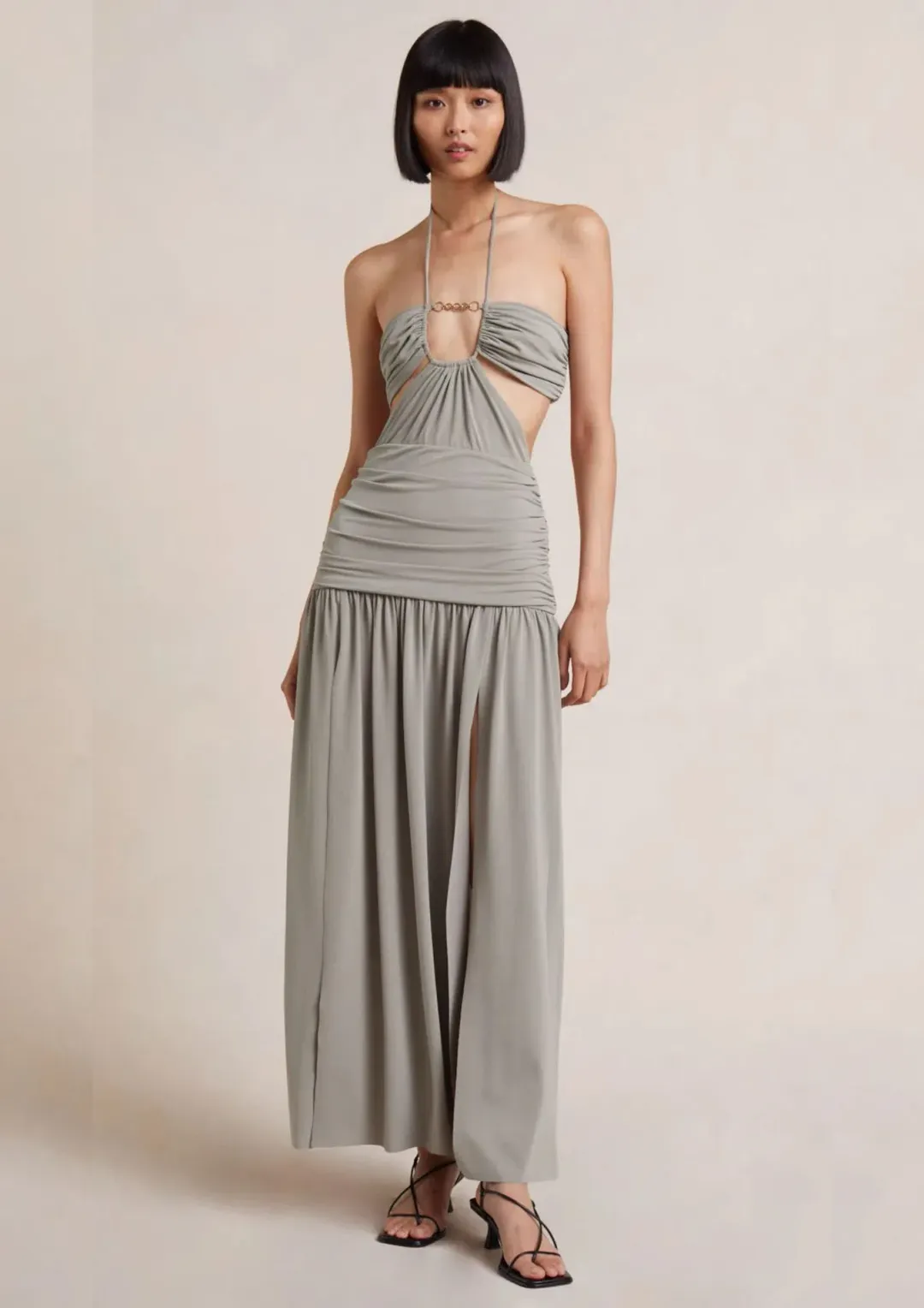 Bec & Bridge Adaline Cut Out Maxi Dress Taupe Size 8 for rent on The Volte - main image