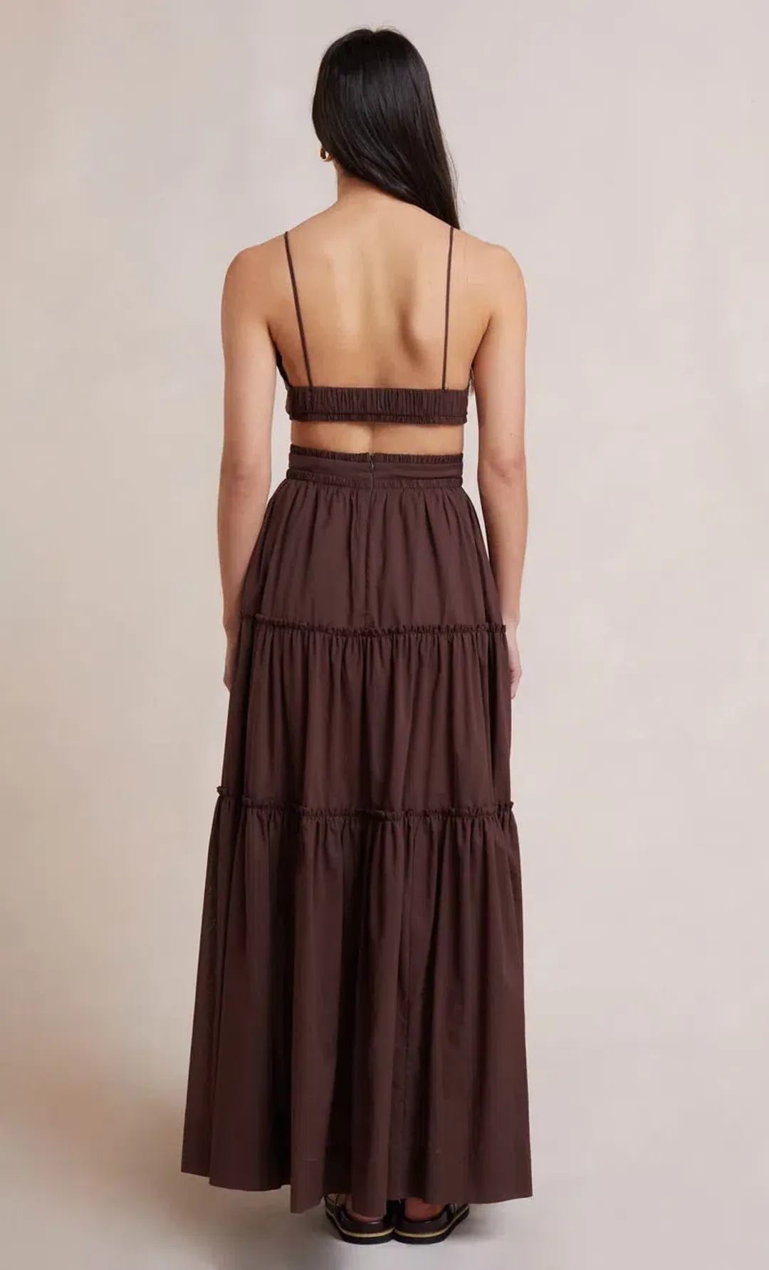 Bec & Bridge Carla V Maxi Dress Brown Size 12 for rent on The Volte - main image