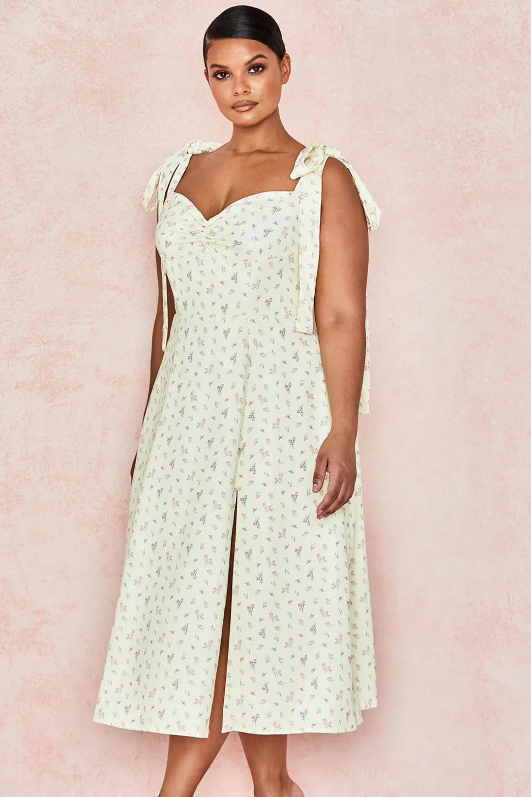 House of CB Alicia Sundress Midi Lemon Floral Print  Size L / AU 14 for rent on The Volte - main image