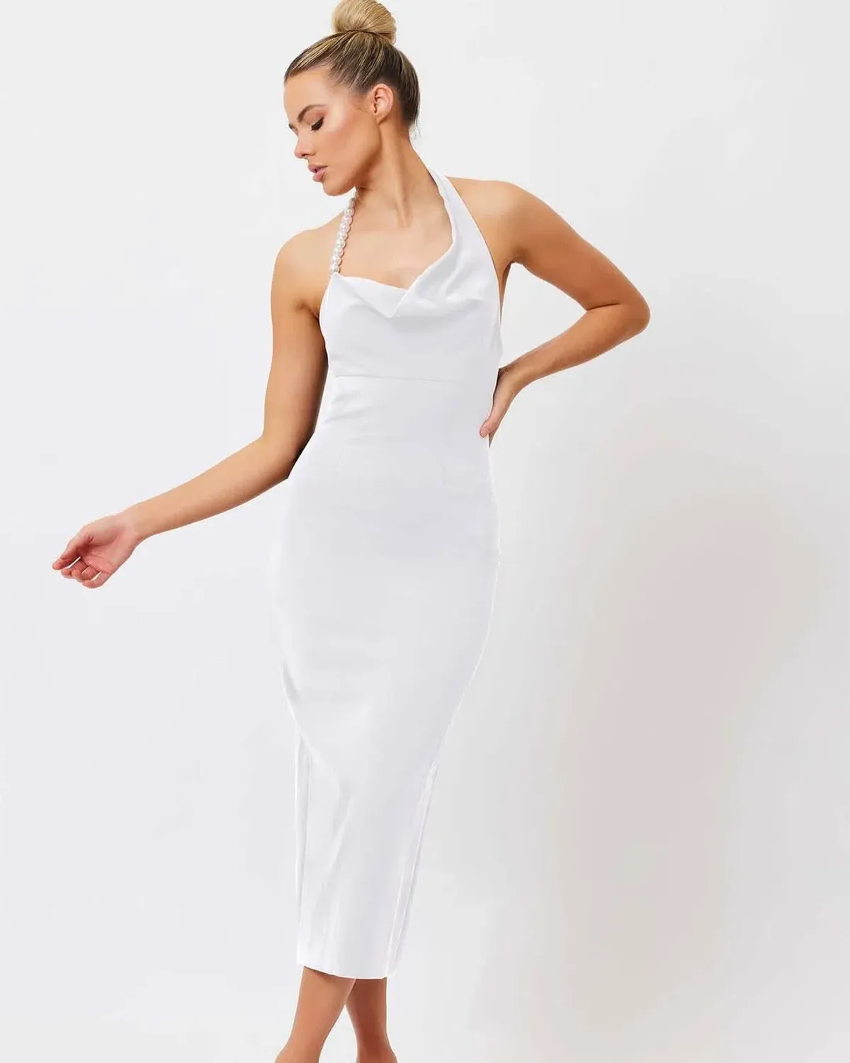 Bianca & Bridgett Mia Pearl Midi Dress White Size AU 10 for rent on The Volte - main image