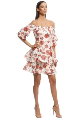 Thurley Valencia Off-shoulder Dress Russet Multi Size AU 10 for rent on The Volte - image 1